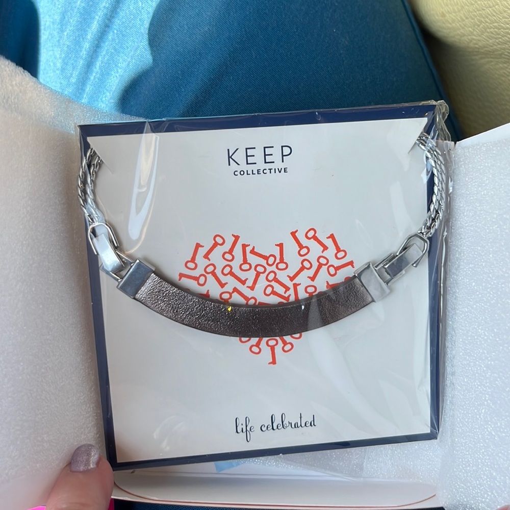 Keep collective reversible leather/chain necklace NEW IN BOX